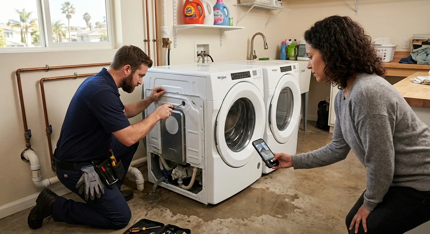 Homeowner documenting a washer problem for an independent technician